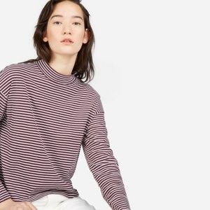 Everlane square mockneck tee in burgundy stripe